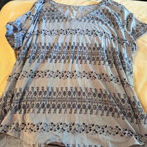 Sonoma Silver Gray Relaxed Short Sleeve Blouse